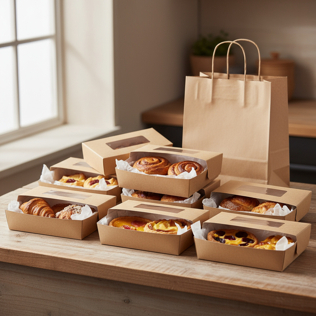 Pastry boxes prepared for delivery by Baked Mood Pâtisserie